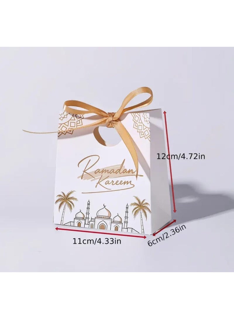 LDQ Mini Ramadan Gift Bags with Ribbon – Paper Favor Bags for Eid Al-Fitr & Eid Al-Adha (10 Pieces) - Image 2